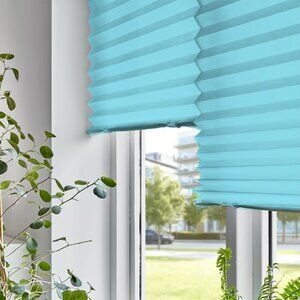 IKEA Sommar Blue Pleated Blind Privacy 100% Polyester Lightweight